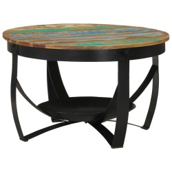 vidaXL Mesa de centro hierro y madera maciza reciclada Ø68x43 cm