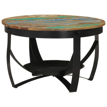 vidaXL Mesa de centro hierro y madera maciza reciclada Ø68x43 cm