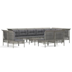 vidaXL Set de muebles de jardín 13 pzas y cojines ratán sintético gris