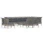 vidaXL Set de muebles de jardín 13 pzas y cojines ratán sintético gris vidaXL Set de muebles de jardín 13 pzas y cojines ratán sintético gris