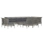 vidaXL Set de muebles de jardín 13 pzas y cojines ratán sintético gris vidaXL Set de muebles de jardín 13 pzas y cojines ratán sintético gris