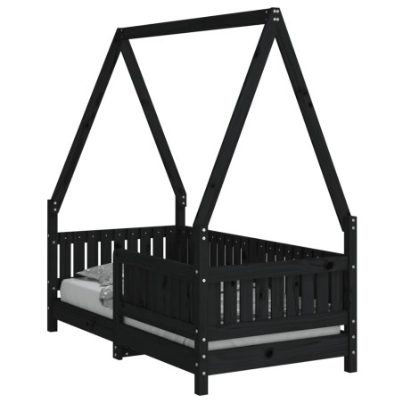 vidaXL Estructura de cama para niños madera de pino negro 70x140 cm