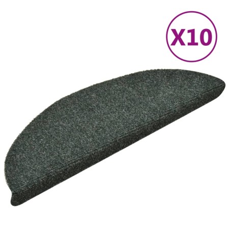 vidaXL Alfombrilla autoadhesiva de escalera 10 uds 56x17x3 cm verde