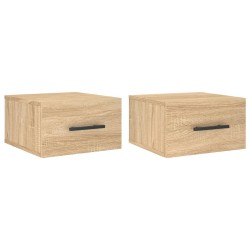 vidaXL Mesitas de noche de pared 2 uds color roble Sonoma 35x35x20 cm