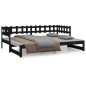 vidaXL Sofá cama extraíble madera maciza de pino negro 2x(80x200) cm