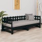 vidaXL Sofá cama extraíble madera maciza de pino negro 2x(80x200) cm