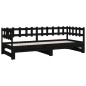 vidaXL Sofá cama extraíble madera maciza de pino negro 2x(80x200) cm