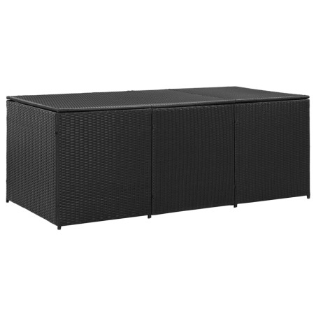 vidaXL Caja de almacenaje de jardín ratán sintético negro 180x90x70 cm