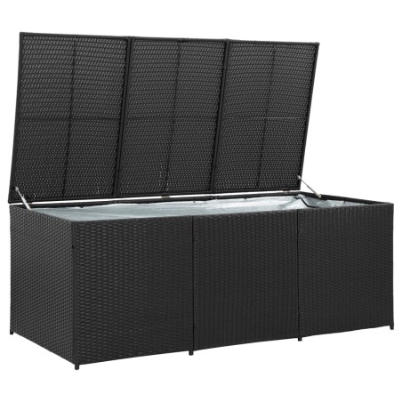 vidaXL Caja de almacenaje de jardín ratán sintético negro 180x90x70 cm
