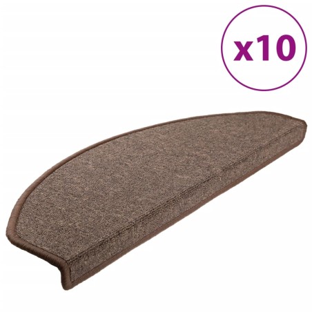 vidaXL Alfombrillas de escalera 10 unidades marrón café 65x24x4 cm