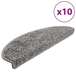 vidaXL Alfombrillas de escalera 10 unidades gris 65x25 cm