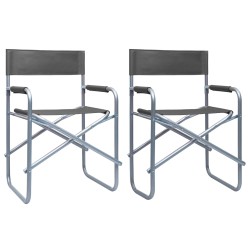 vidaXL Sillas de director 2 unidades acero gris