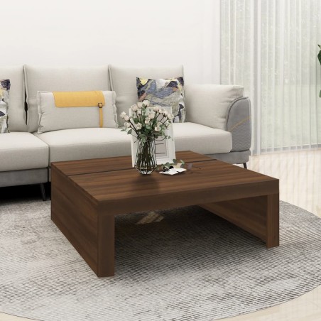 vidaXL Mesa de centro madera contrachapada marrón roble 100x100x35 cm