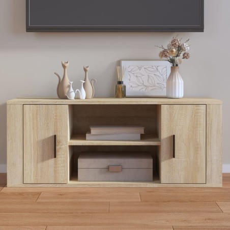 vidaXL Mueble para TV madera contrachapada color roble 100x35x40 cm