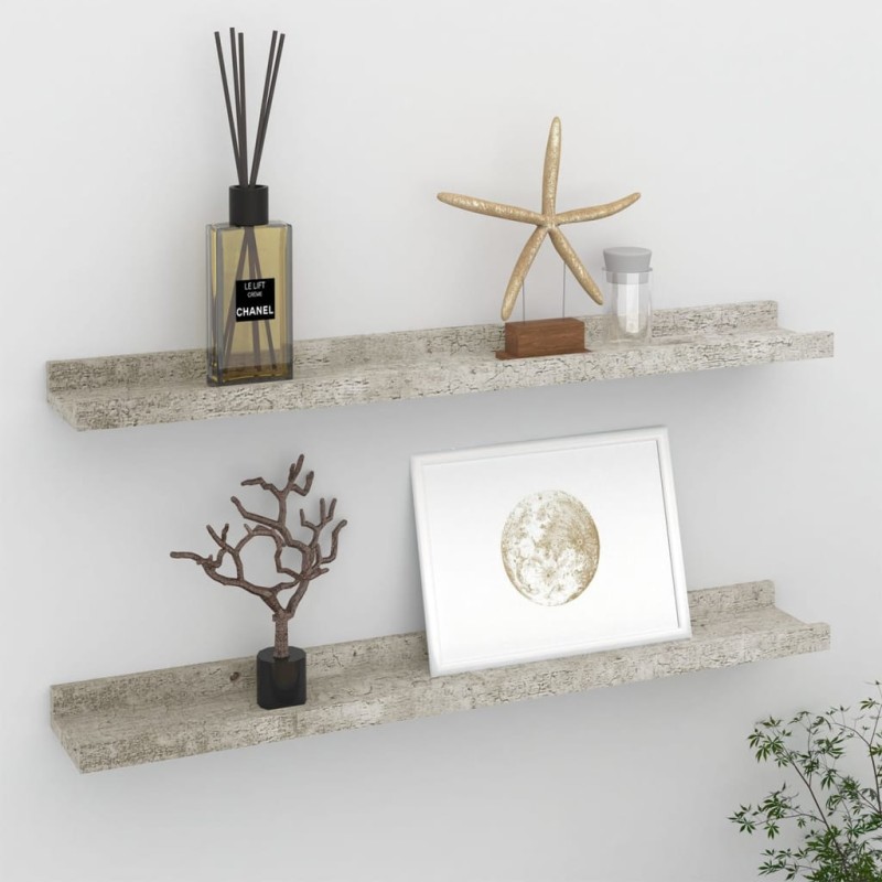 vidaXL Estantes de pared 2 unidades gris hormigón 60x9x3 cm vidaXL Estantes de pared 2 unidades gris hormigón 60x9x3 cm