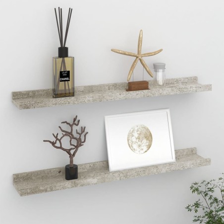 vidaXL Estantes de pared 2 unidades gris hormigón 60x9x3 cm