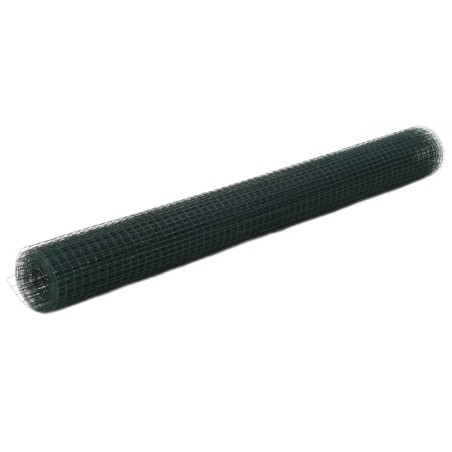 vidaXL Alambrada de gallinero acero revestimiento PVC verde 25x1,5 m