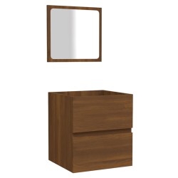 vidaXL Armario de baño con espejo madera contrachapada marrón roble