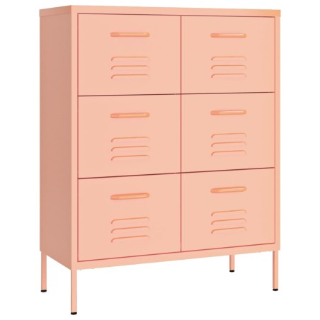 vidaXL Armario de almacenamiento acero rosa 80x35x101,5 cm