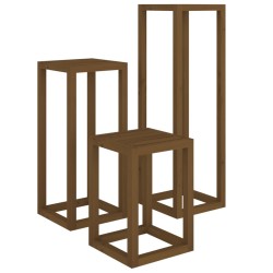vidaXL Set de bar 3 piezas madera maciza de pino marrón miel