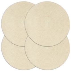 vidaXL Manteles individuales redondos 4 uds algodón natural liso 38 cm 