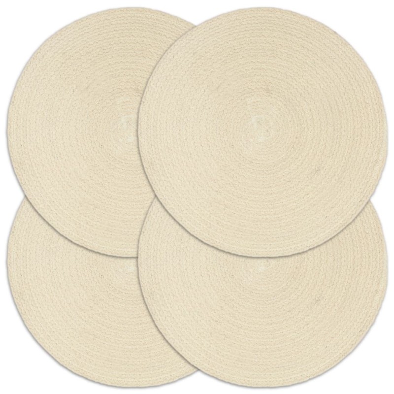 vidaXL Manteles individuales redondos 4 uds algodón natural liso 38 cm 