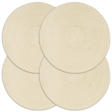 vidaXL Manteles individuales redondos 4 uds algodón natural liso 38 cm 