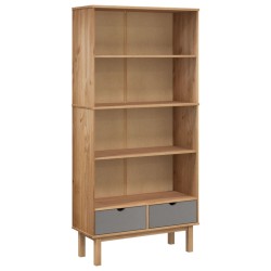 vidaXL Estantería con 2 cajones OTTA madera maciza pino marrón y gris