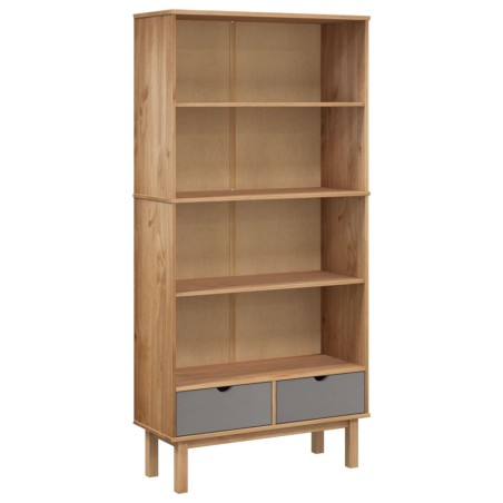 vidaXL Estantería con 2 cajones OTTA madera maciza pino marrón y gris
