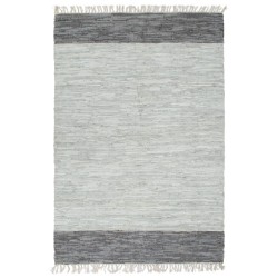 vidaXL Alfombra tejida a mano Chindi cuero gris 120x170 cm