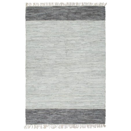 vidaXL Alfombra tejida a mano Chindi cuero gris 120x170 cm