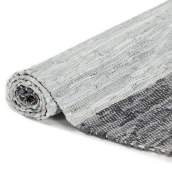 vidaXL Alfombra tejida a mano Chindi cuero gris 120x170 cm