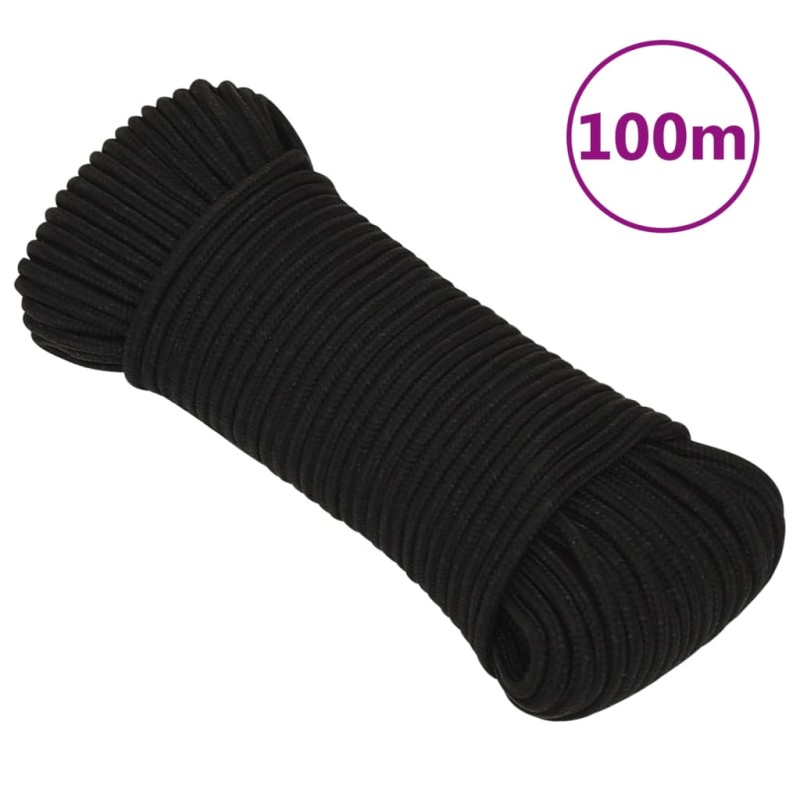 vidaXL Cuerda de trabajo poliéster negro 4 mm 100 m vidaXL Cuerda de trabajo poliéster negro 4 mm 100 m