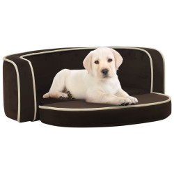 vidaXL Sofá plegable para perros cojín lavable felpa marrón 73x67x26cm