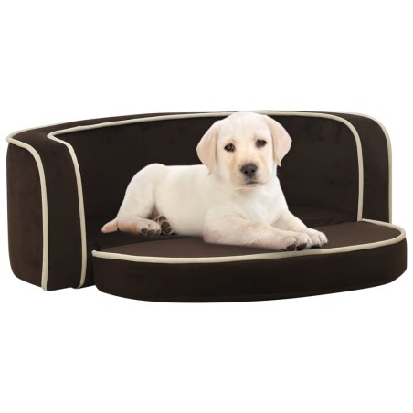 vidaXL Sofá plegable para perros cojín lavable felpa marrón 73x67x26cm