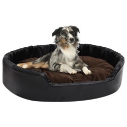 vidaXL Cama de perros felpa y cuero sintético negro marrón 90x79x20 cm