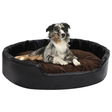 vidaXL Cama de perros felpa y cuero sintético negro marrón 90x79x20 cm