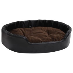 vidaXL Cama de perros felpa y cuero sintético negro marrón 90x79x20 cm