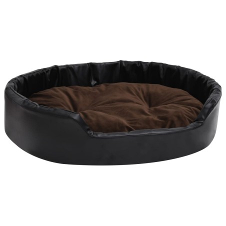 vidaXL Cama de perros felpa y cuero sintético negro marrón 90x79x20 cm