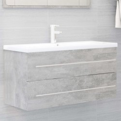 vidaXL Armario para lavabo contrachapada gris hormigón 100x38,5x48 cm