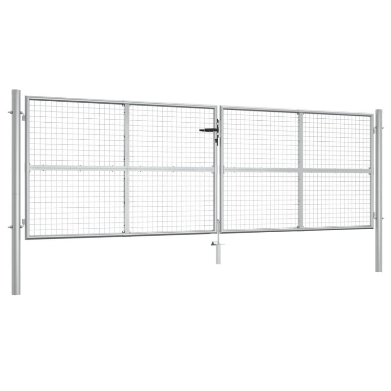 vidaXL Puerta de jardín de acero galvanizado plateado 415x175 cm