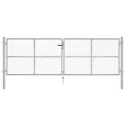 vidaXL Puerta de jardín de acero galvanizado plateado 415x175 cm