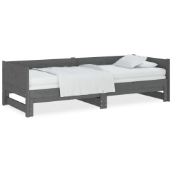 vidaXL Sofá cama extraíble madera maciza de pino gris 2x(90x200) cm