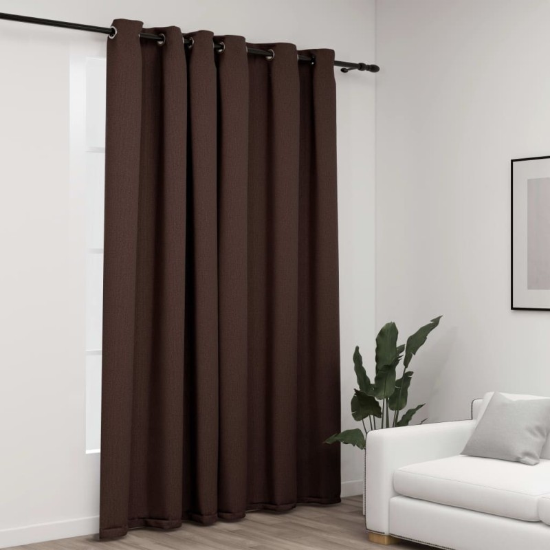 vidaXL Cortina opaca con ojales look de lino gris taupe 290x245 cm vidaXL Cortina opaca con ojales look de lino gris taupe 290x245 cm