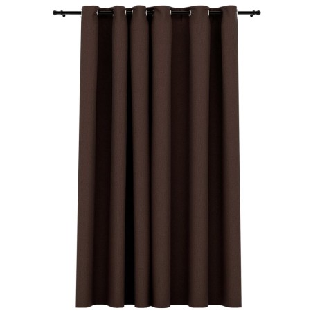 vidaXL Cortina opaca con ojales look de lino gris taupe 290x245 cm