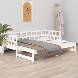 vidaXL Sofá cama extraíble madera maciza de pino blanco 2x(90x200) cm
