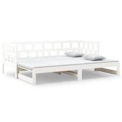 vidaXL Sofá cama extraíble madera maciza de pino blanco 2x(90x200) cm