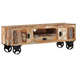 vidaXL Mueble de TV con ruedas madera maciza reciclada 110x30x37 cm