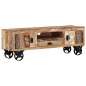 vidaXL Mueble de TV con ruedas madera maciza reciclada 110x30x37 cm