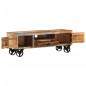 vidaXL Mueble de TV con ruedas madera maciza reciclada 110x30x37 cm